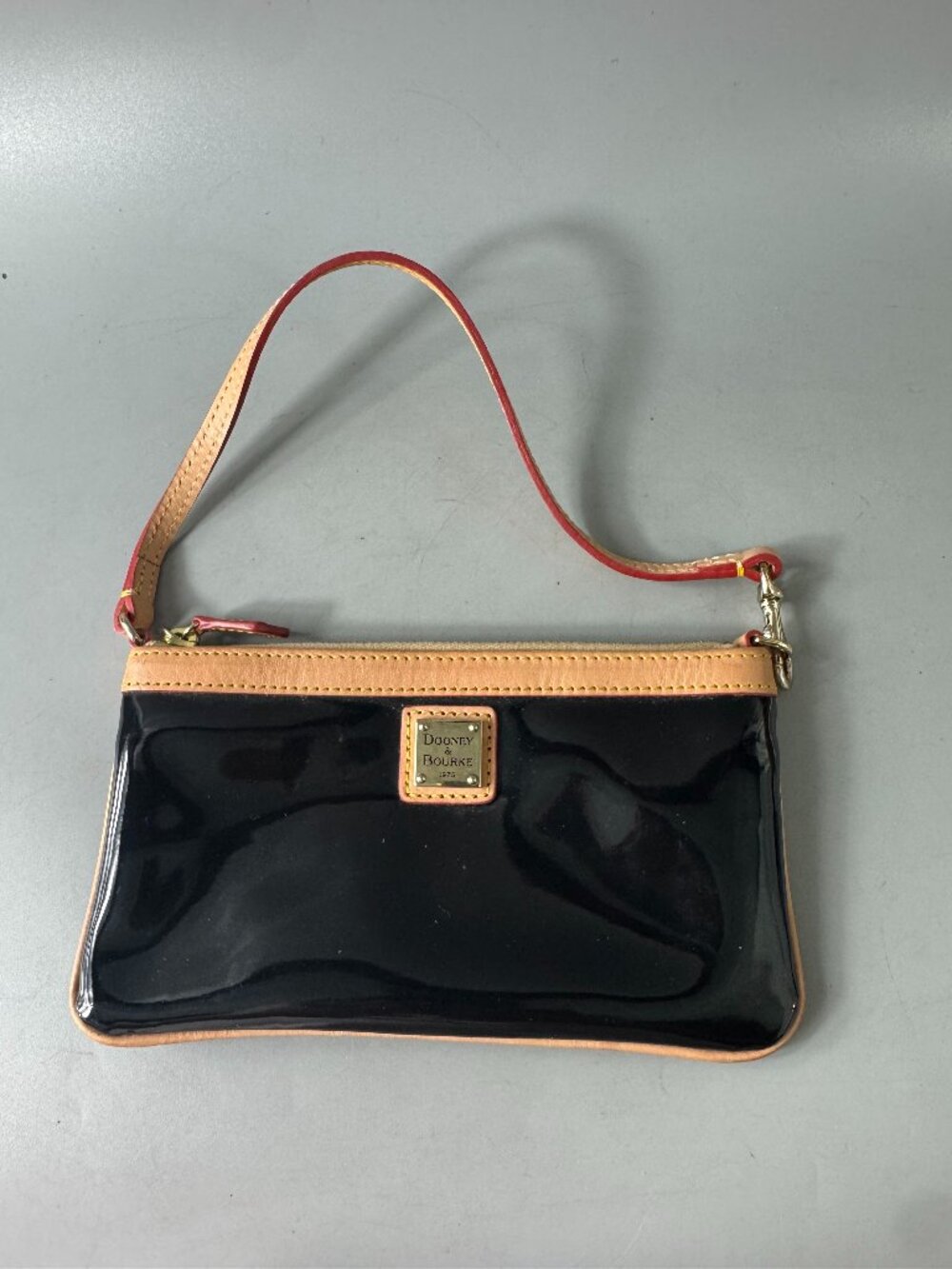 Dooney & Bourke Black Patent Leather Wristlet/hand Bag
